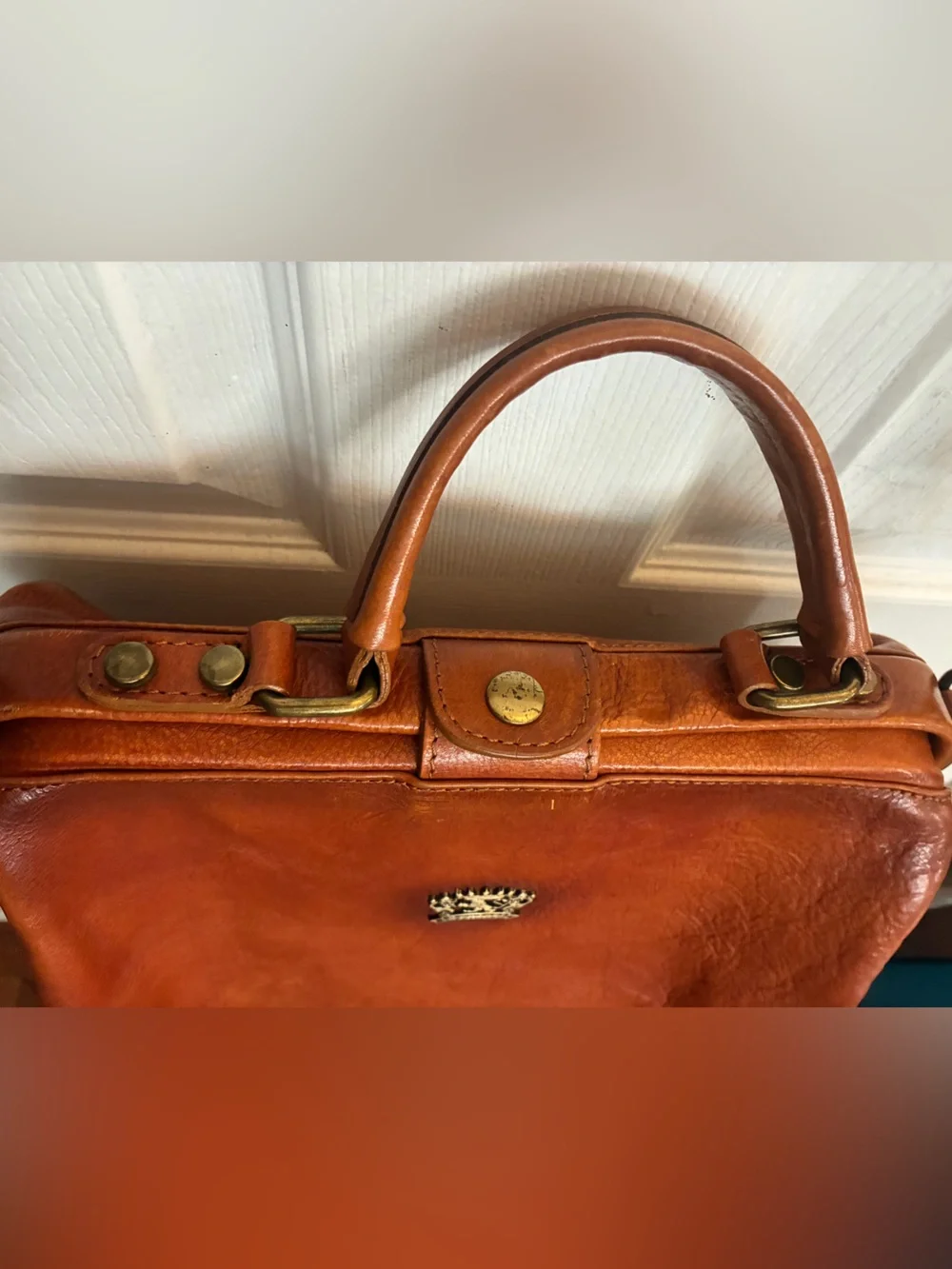 Pratesi Firenze Monteriggioni Cognac Leather Doctor Satchel Bag Italy B174
